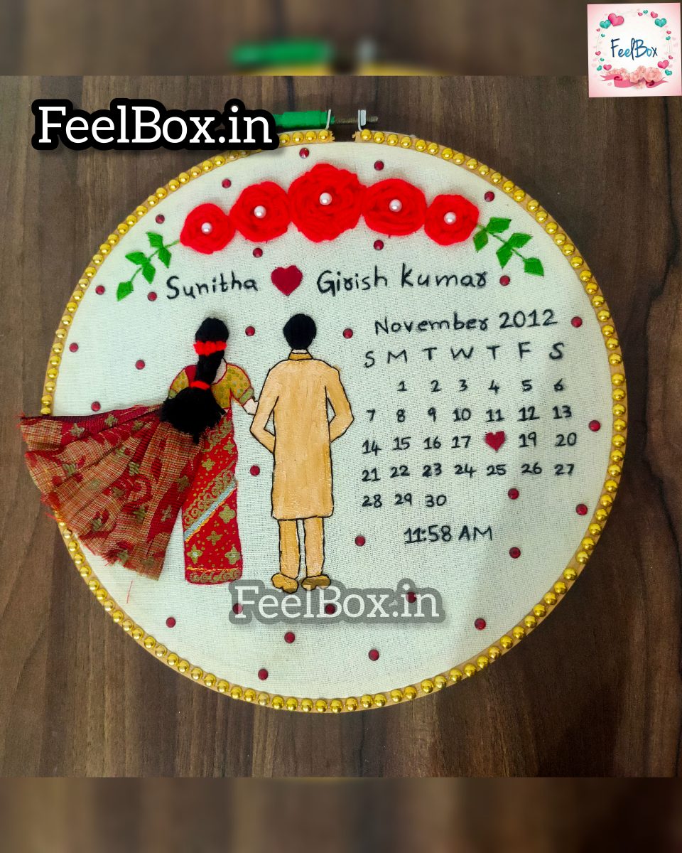Wedding couple embroidery hoop by feelbox